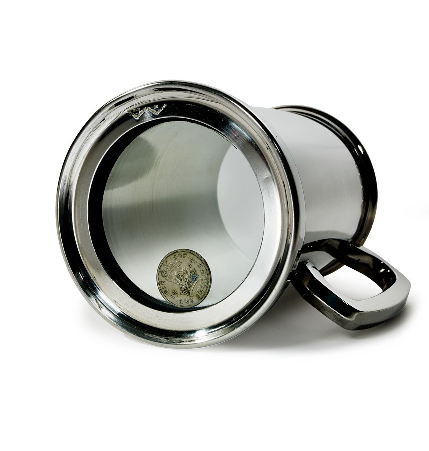 Shilling 1 pint Pewter Tankard Glass Base