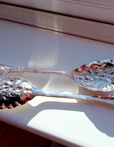 Silver fruit spoons pair after