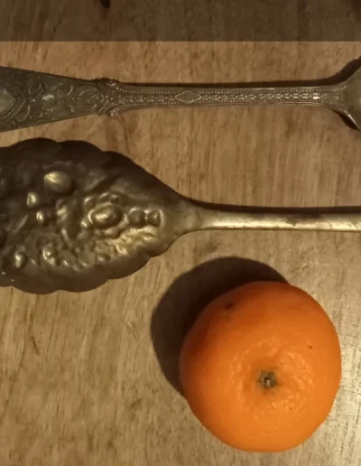 Silver fruit spoons pair before